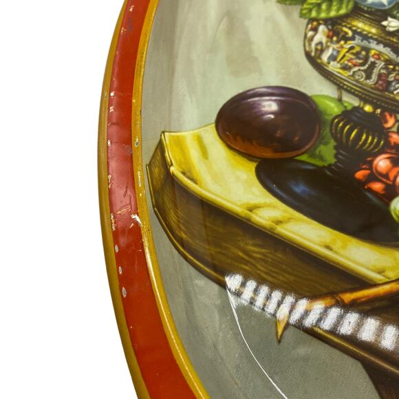 Vintage Round Metal Tray DAHER DECORATED WARE Made in England Fruit Flowers Ewer - Picture 5 of 12